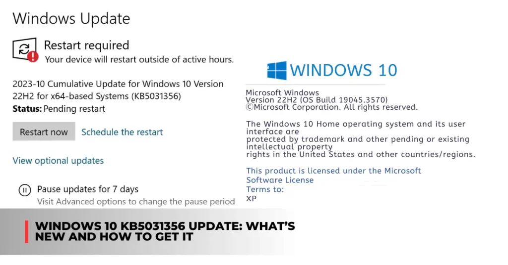 Windows 10 KB5031356 Update